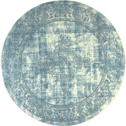 Muratap Istanbul vintage laagpolig vloerkleed rond retro tapijt blauw- 300