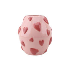 House Vitamin Vase -flower vase hearts dolomite pink/red 16x16x17,5cm