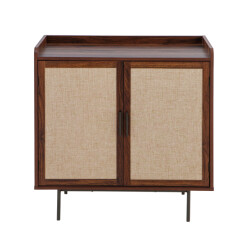 CaliCosy Dressoir met 2 deuren in notenhoutdecor met stoffen fronten l80 cm jetson