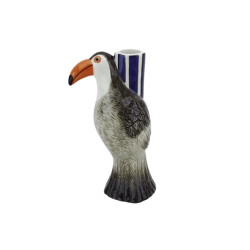 House Vitamin Candle holder toucan violet/grey/orange 8,5x7x16cm