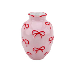 House Vitamin Vase flower vase ribbons dolomite light pink/red -13,5x13,5x19cm