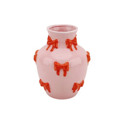House Vitamin Vase flower vase ribbons dolomite pink/orange 14x14x19cm