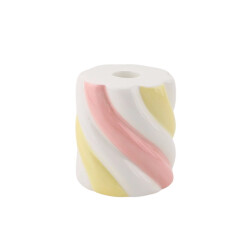 House Vitamin Candle holder marshmellow dolomite yellow/pink/ white 8,5x8,5x9cm