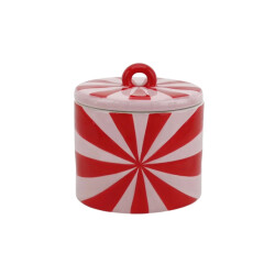House Vitamin Deco jar swirl dolomite red/pink 11x11x11,5cm