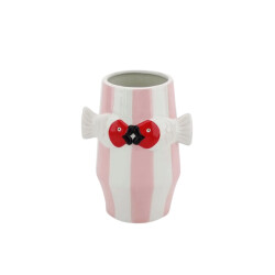 House Vitamin Vase -flower vase fishes pink/white- 14x11,5x18cm