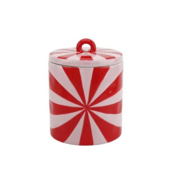House Vitamin Deco jar swirl dolomite red/pink 11x11x14,5cm