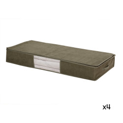 CaliCosy Set van 4 opberghoezen onder het bed van kaki ribfluweel, l107 cm