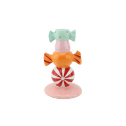 House Vitamin Candle holder stapled toffee candy dolomite red swirl multi colour -