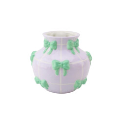 House Vitamin Vase flower vase ribbons dolomite lilac/mint 14,5x14,5x13cm