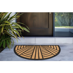 Muratap Bogota kokos deurmat halfrond droogloopmat – beige / zwart slijtvast &