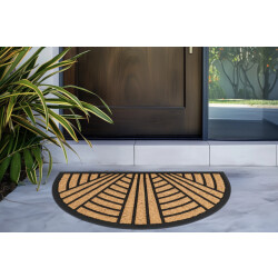Muratap Bogota kokos deurmat halfrond droogloopmat – beige / zwart slijtvast &