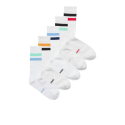 Jack & Jones Heren sportsokken jactirana tennissokken gestreept 5-pack wit