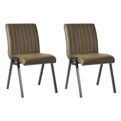 Label51 Eetkamerstoel matz army green microfiber set van 2