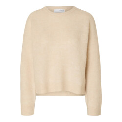 Selected Femme slfsia ras ls knit new o-neck noos 16098141 birch
