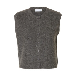 Selected Femme slflulu sl button o-neck vest ex 16098808 medium grey melange