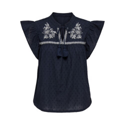 Jacqueline de Yong Jdykaya sl embroidery top navy