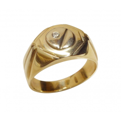 Christian Geel en wit gouden cachet ring met diamant