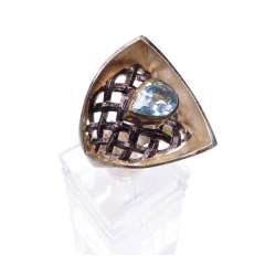 Christian Zilveren ring abstract met topaas