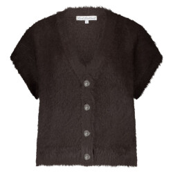 Red Button Sleeveless fuzzy es