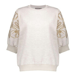 Geisha sweater short sleeve embroidery 52592-24 715 beige melange