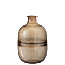 J-Line Vaas rond ribbel glas amber small