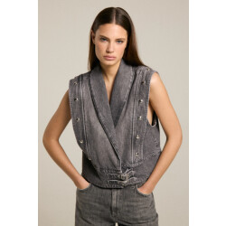 Homage to Denim H-cw25m65 waistcoat with belt and studs
