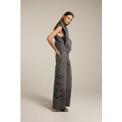 Homage to Denim H-cw25m49 mid waist wide leg jeans with big studs