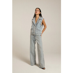 Homage to Denim H-cw25m85 mid waist wide leg jeans with big studs