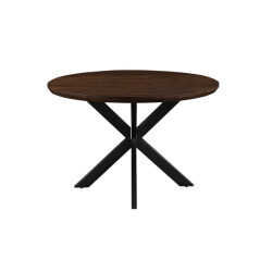Livingfurn eetkamertafel jesper round brown 120cm mangohout / gecoat staal