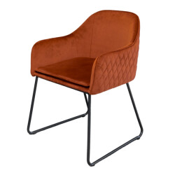 Livingfurn eetkamerstoel benthe rust copper velvet stof 57x48x82