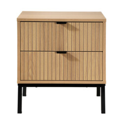 CaliCosy Nachtkastje 2 laden geribbeld houten b45 x h51 cm