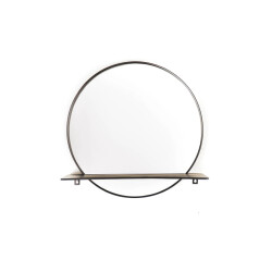 House Vitamin Mirror round metal with shelf black- Ø40cm