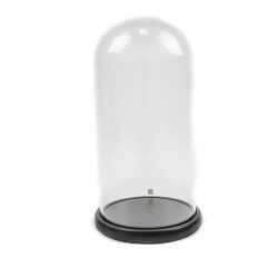 House Vitamin Bell jar glass/wood black - 17x17x32cm