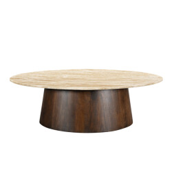 Livingfurn salontafel valentino oval 120cm mangohout / travertin