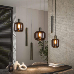 Hoyz hanglamp bronza mix 4+3-lichts sienna brown
