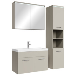 Badplaats Badkamermeubel set paso 80 x 40 cm beige badmeubel met spiegelkast
