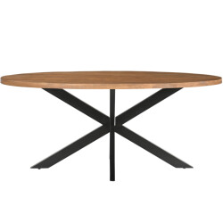 Livingfurn eetkamertafel rocky oval 240 cm mangohout / gecoat staal