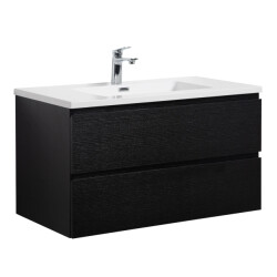 Badplaats Badkamermeubel set angela 90cm zwart badmeubel met
