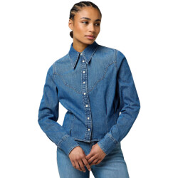 Wrangler Femme peplum shirt light hand denim blue