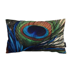 Gek op kussens! Sierkussen peacock feather / pauw long 1 | 30 x 50 cm | katoen/linnen