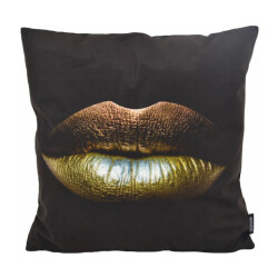 Gek op kussens! Gold lips | 45 x 45 cm | kussenhoes | katoen/polyester