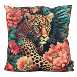 Gek op kussens! Sierkussen flower leopard #3 | 45 x 45 cm | katoen/polyester
