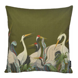 Gek op kussens! Sierkussen chinese cranes | 45 x 45 cm | katoen/linnen