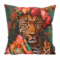 Gek op kussens! Sierkussen flower leopard #1 | 45 x 45 cm | katoen/polyester