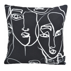 Gek op kussens! Abstract face black outdoor | 45 x 45 cm | kussenhoes | katoen