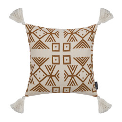 NOVÉE Coffee / white tassle | 45 x 45 cm | kussenhoes | polyester