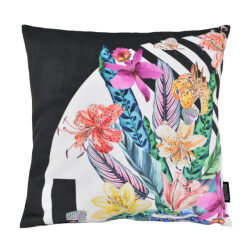 Gek op kussens! Sierkussen velvet graphic flowers | 45 x 45 cm | velvet/polyester