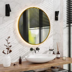 Mirlux Badkamerspiegel 80x80cm rond goud frame