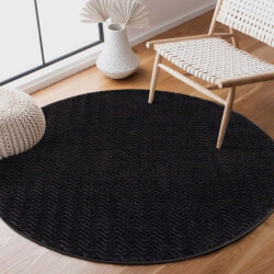 Muratap Outlet rond vloerkleed fancy uni zwart- 200 cm rond