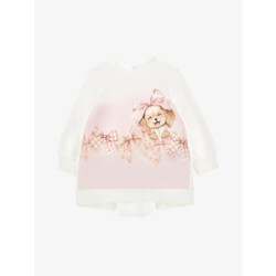 Monnalisa Meisjes baby jurk sweatdress puppy panna fairytale